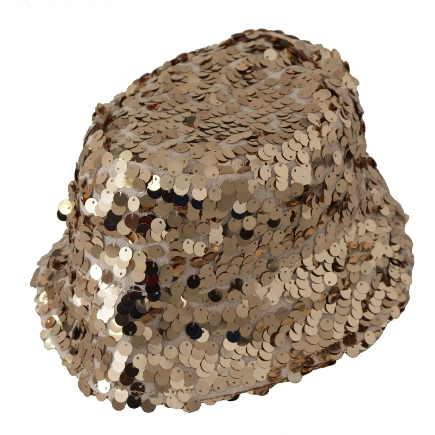 Dolce & Gabbana Elegant Sequined Gold Bucket Hat