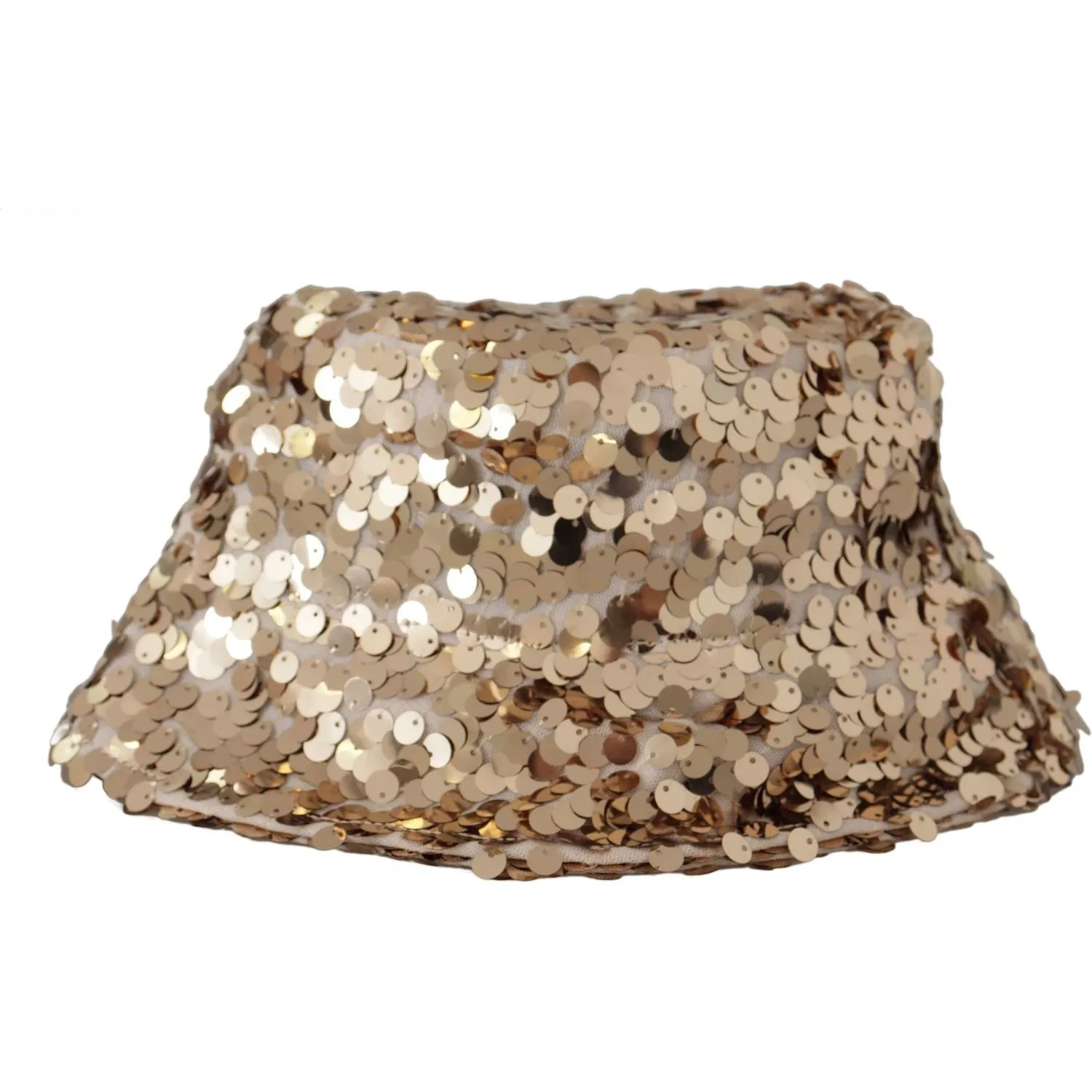 Dolce & Gabbana Elegant Sequined Gold Bucket Hat