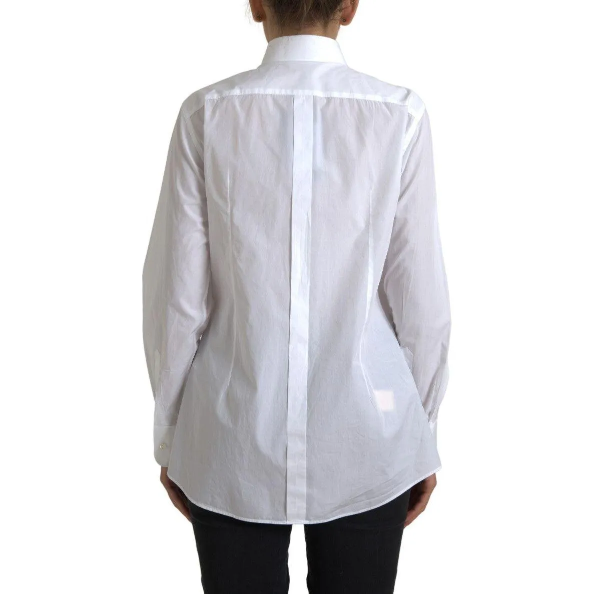 Dolce & Gabbana Elegant White Cotton Poplin Dress Shirt