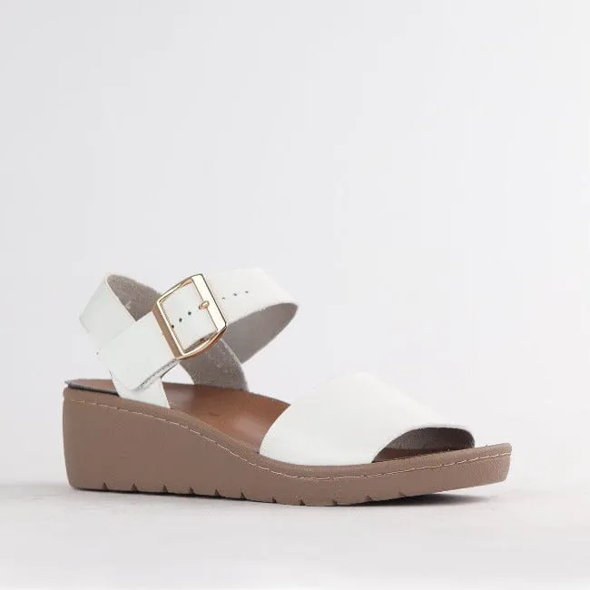 Double Band Wedge Slingback Sandal with Removable Footbed White - 12665