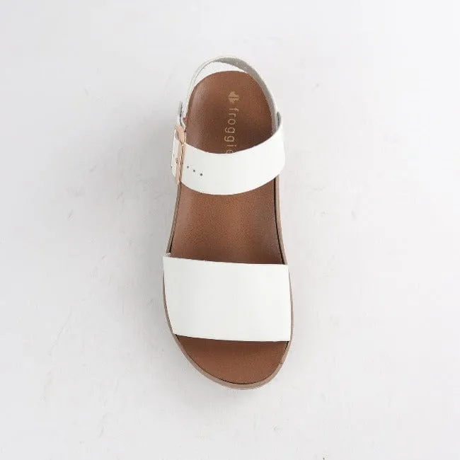 Double Band Wedge Slingback Sandal with Removable Footbed White - 12665