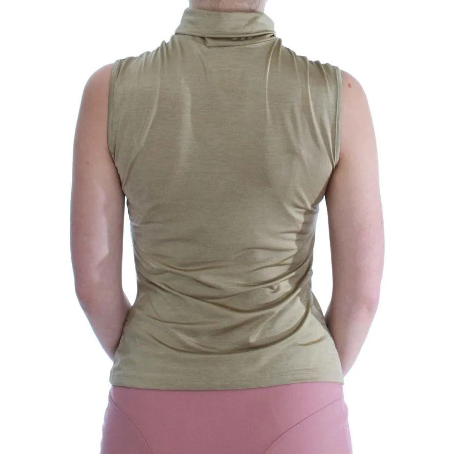 Exte Glamorous Gold Turtleneck Vest Top