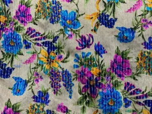 Floral Sequin - Embroidered Faux Raw Silk