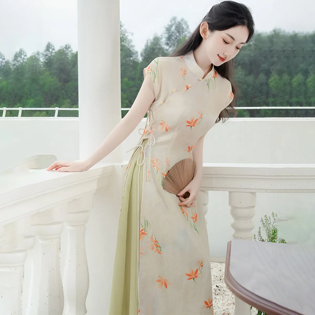 Floral Women's Two Piece Hanfu Dress