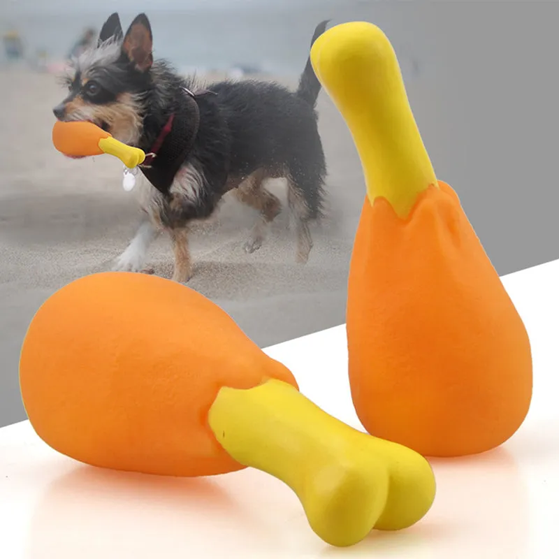 Furry Friend Rubber Chicken Leg Piece Dog Toy