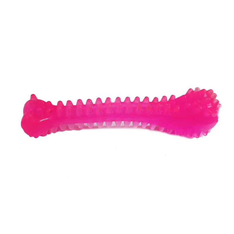 Furry Friend Rubber Squeaky Spike Chew Bone Toy for Dogs