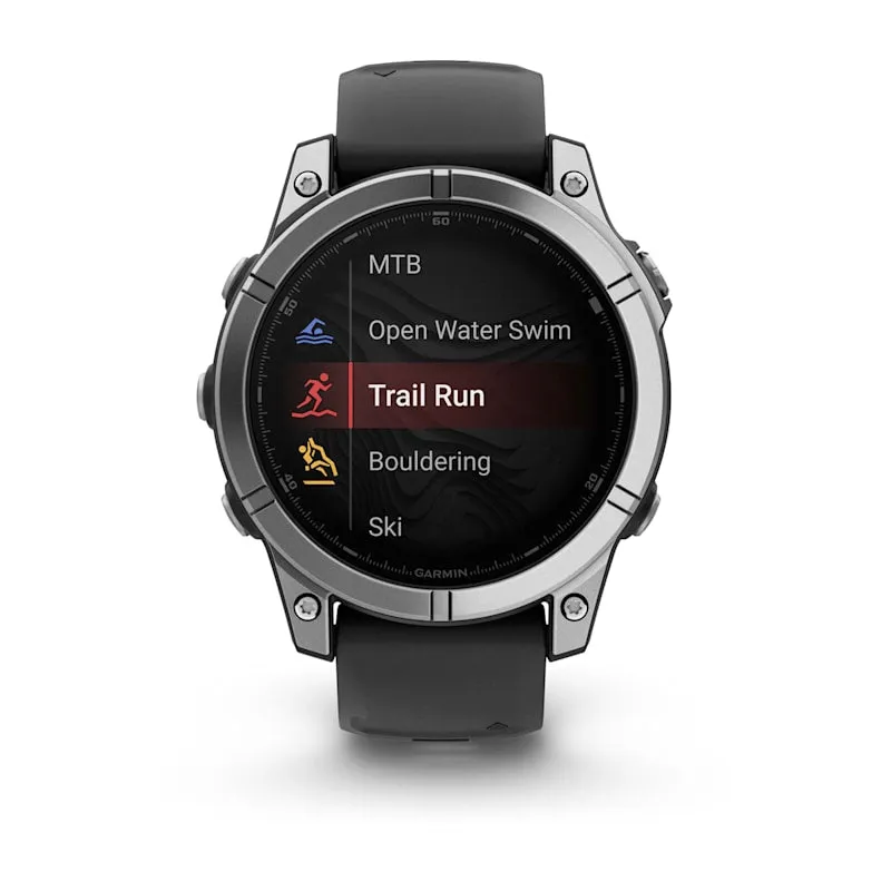 Garmin fēnix® E Multi Sport Smart Watch – 47mm AMOLED Stainless Steel with Black Silicone Band