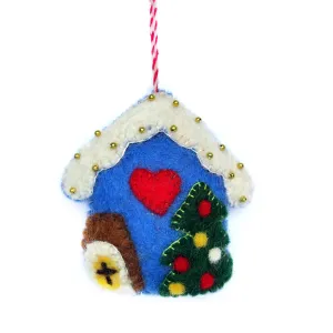 Gingerbread House Ornament, Felt Wool