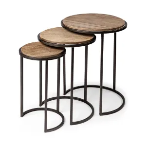 Glover Accent Table Brown Wood | Black Metal