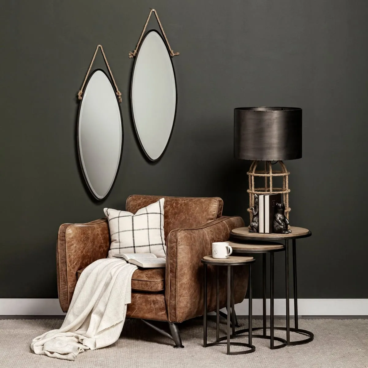 Glover Accent Table Brown Wood | Black Metal