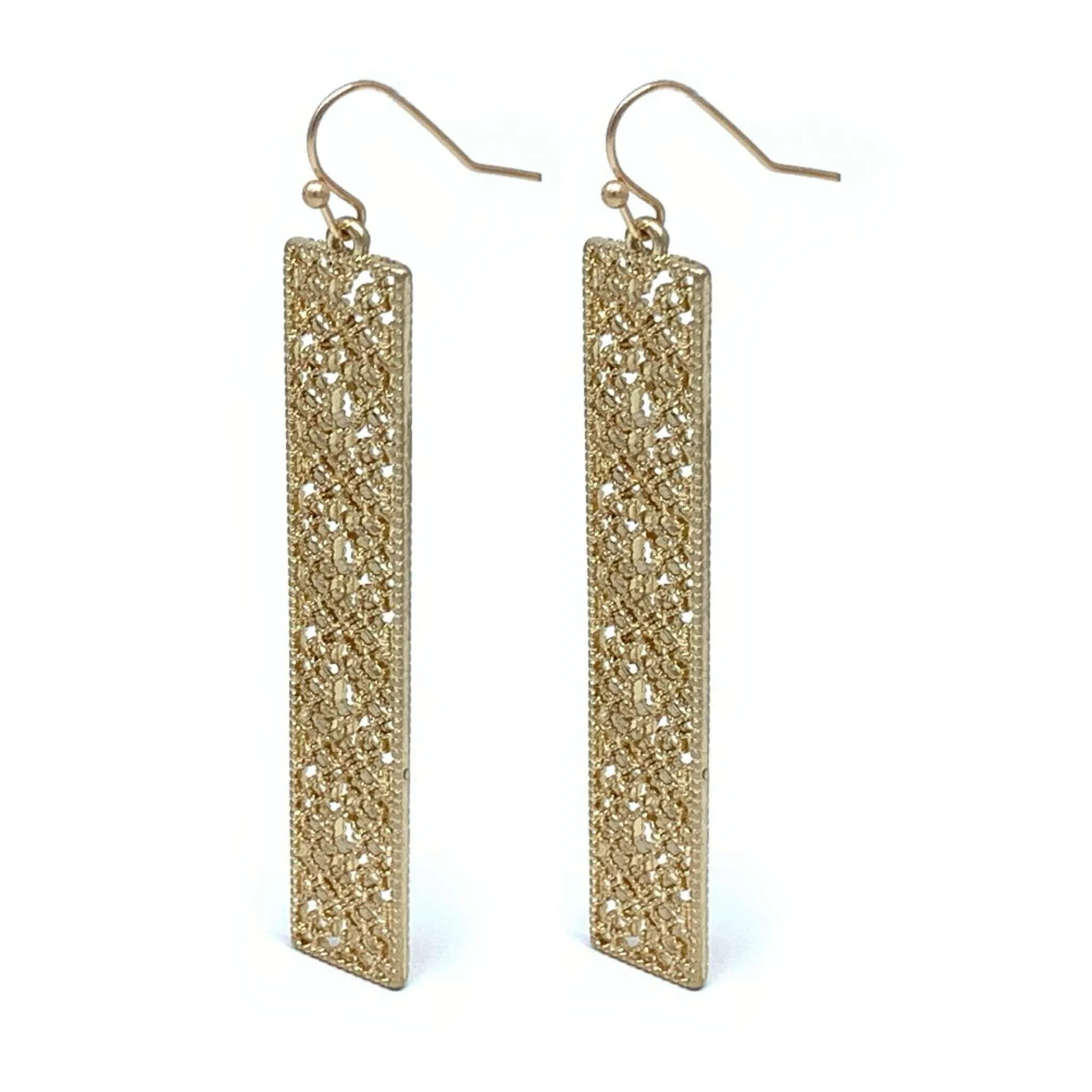 Gold Bar Filigree Earrings