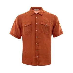 Gran Sasso Elegant Linen Brown Shirt for Men