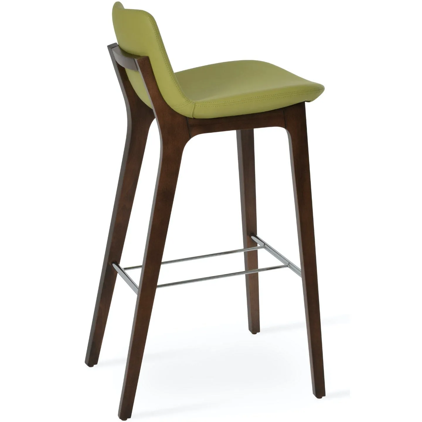 Green Leather Bar Stools Pera Wood