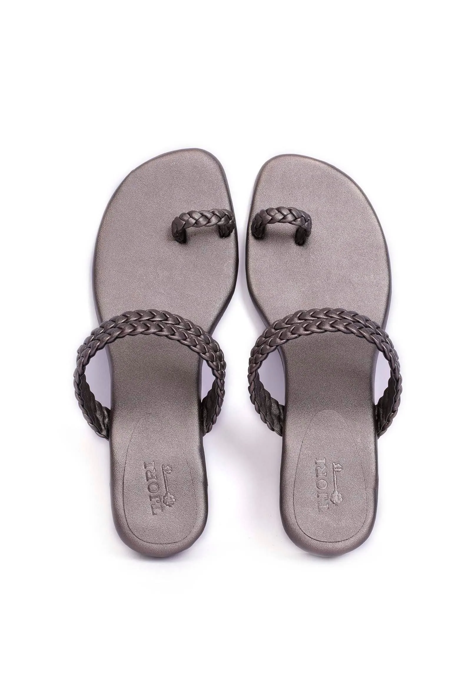 Grey Knotted Cruelty Free Leather Sandals