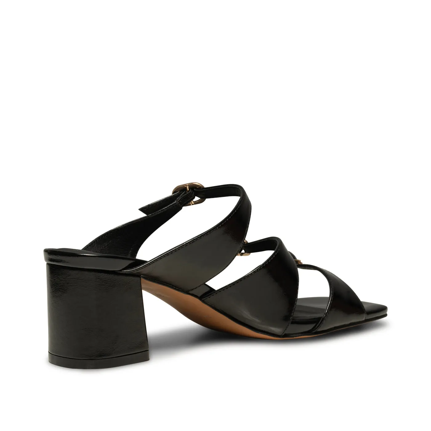 Hanna buckle mule leather - BLACK