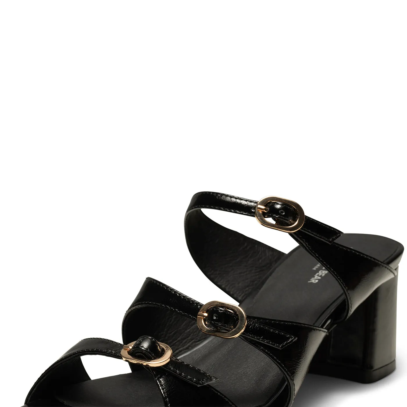 Hanna buckle mule leather - BLACK