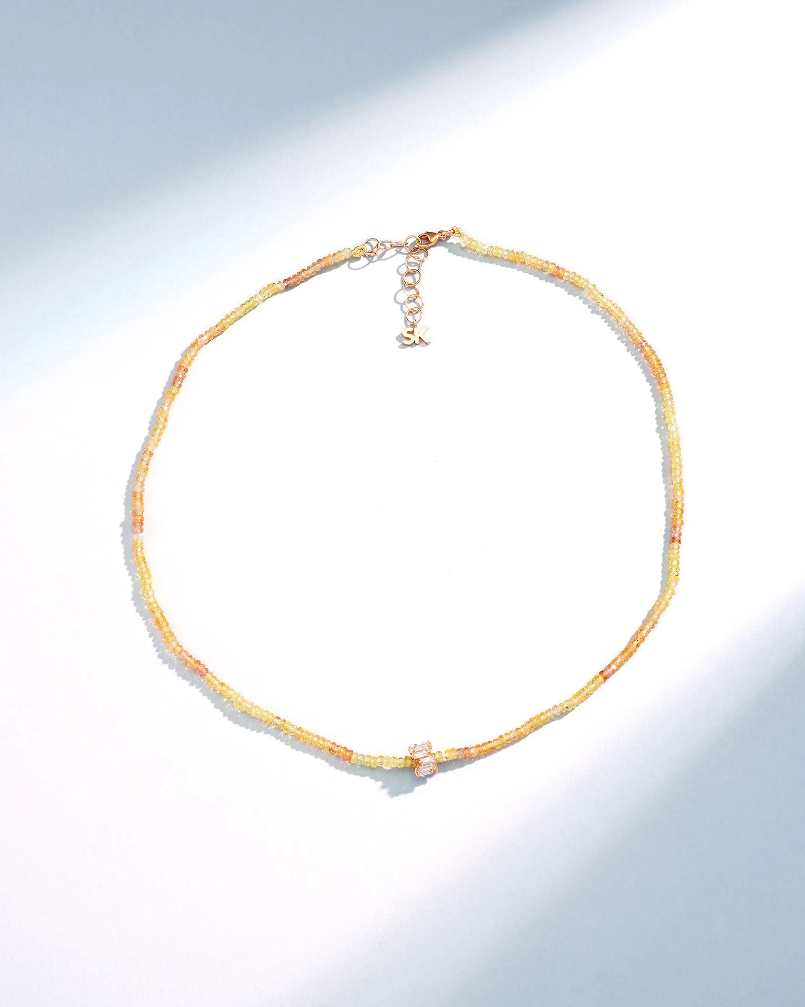 Infinite Beaded Yellow Tourmaline & Mini Diamond Rondelle Necklace