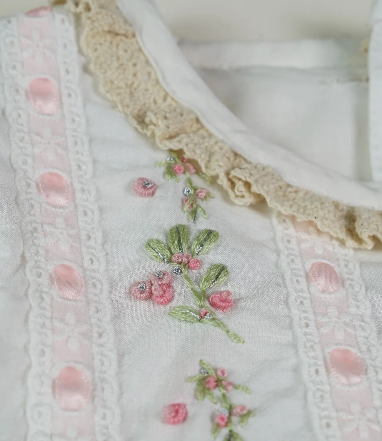 JannyBB Hand Embroidered Heirloom Pink Dress