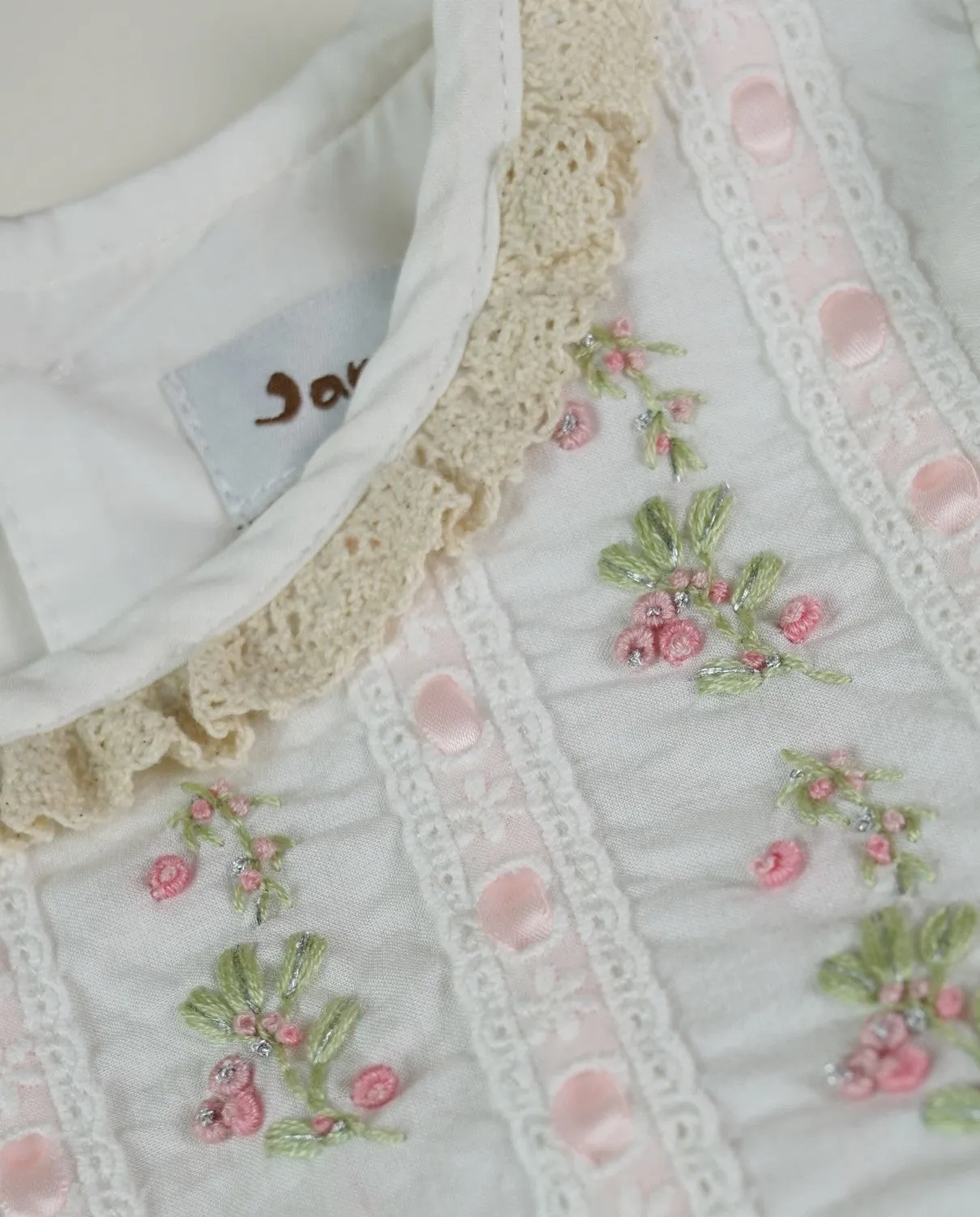 JannyBB Hand Embroidered Heirloom Pink Dress