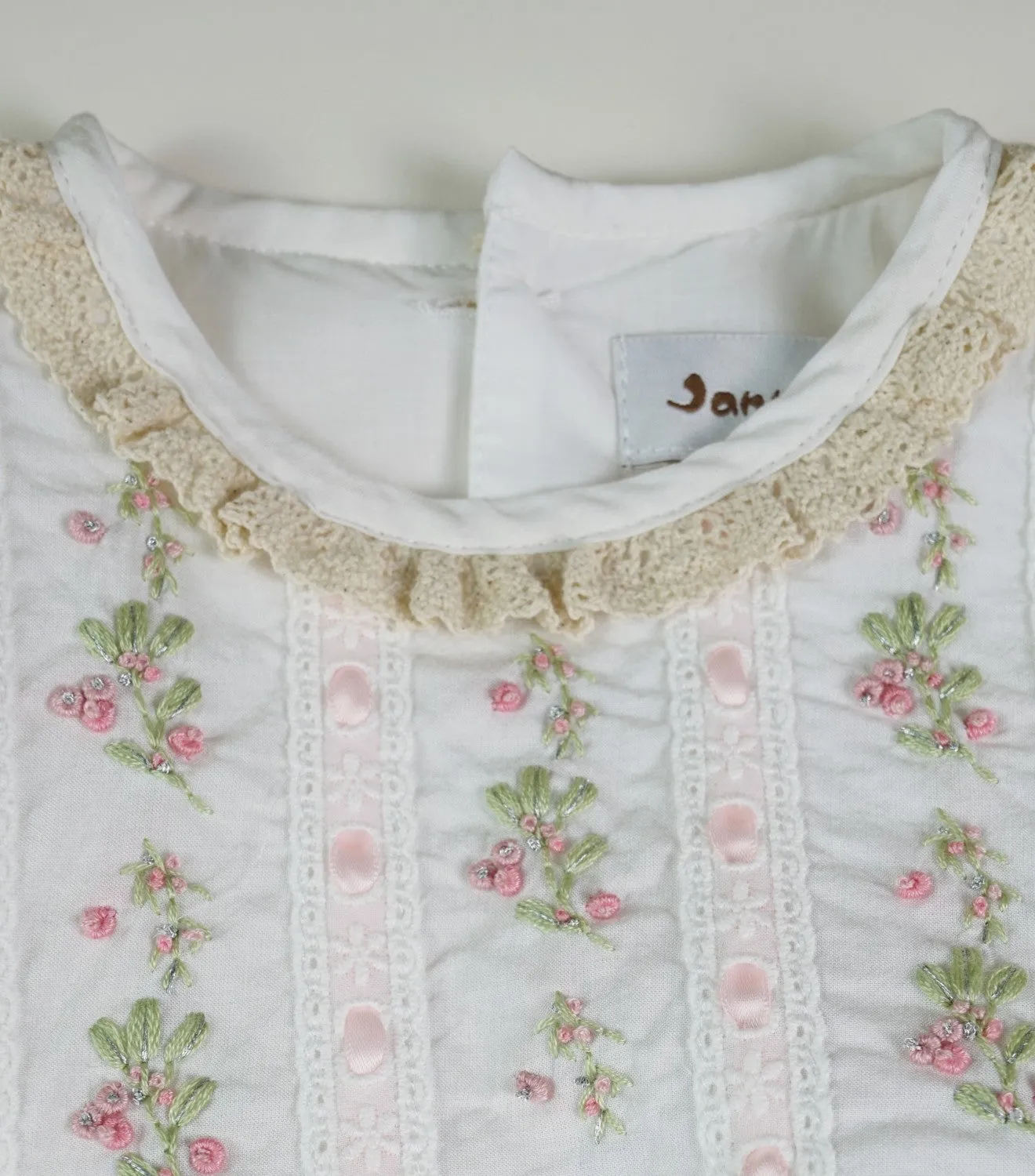 JannyBB Hand Embroidered Heirloom Pink Dress