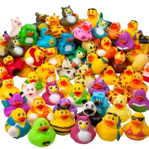 Kicko Assorted Rubber Ducks - 2 Inches - for Kids, Sensory Play, Stress Relief, Novelty