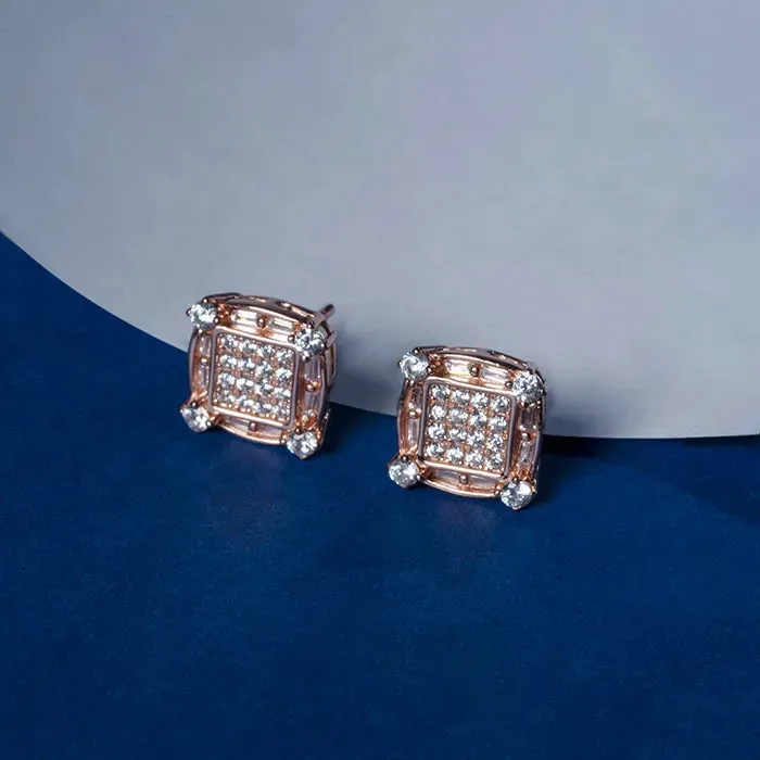 Lustrous Rose Gold CZ Stud