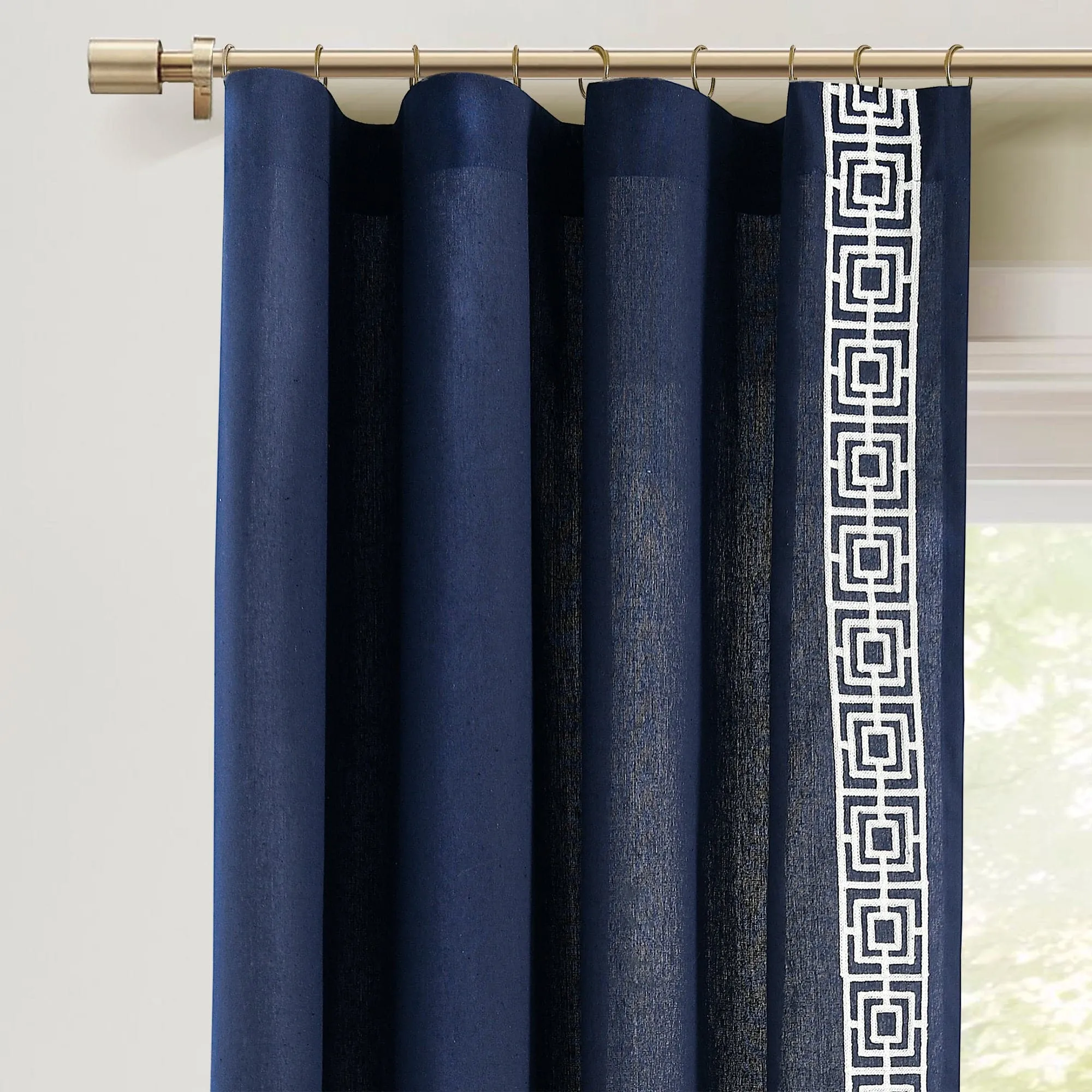 Luxury Modern Square Embroidery Border Window Curtain Panel