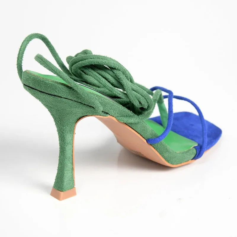 Madison Aspen Ankle Wrap Sandal - Green/Cobalt