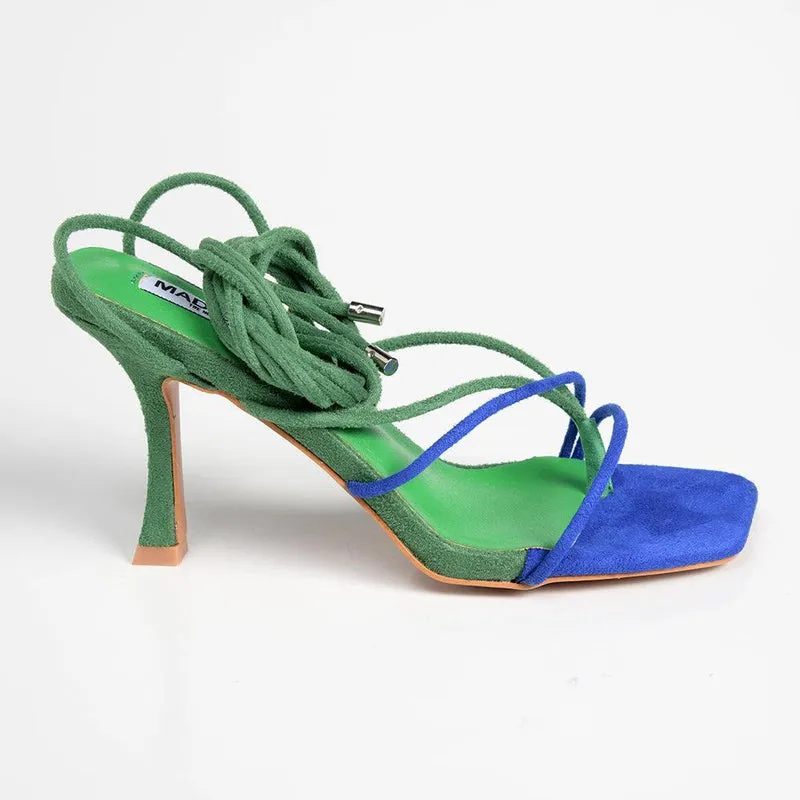 Madison Aspen Ankle Wrap Sandal - Green/Cobalt