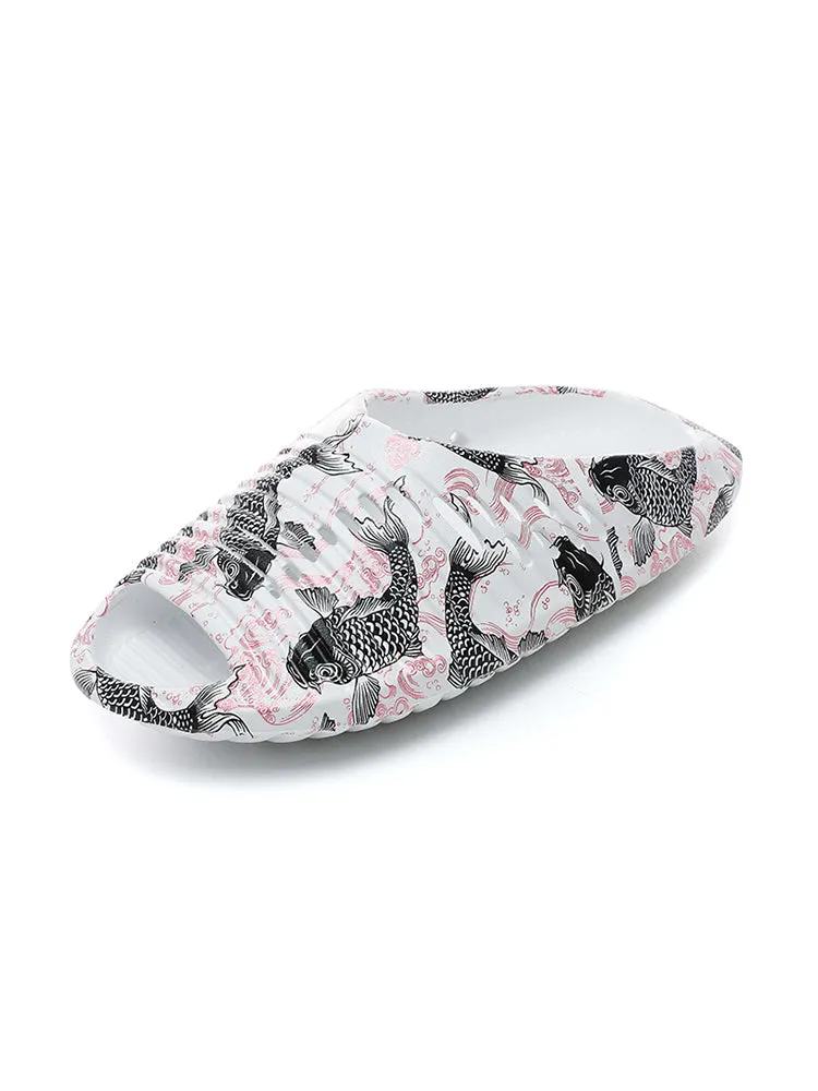 Men'S Flying Saucer Printed Beach Slides