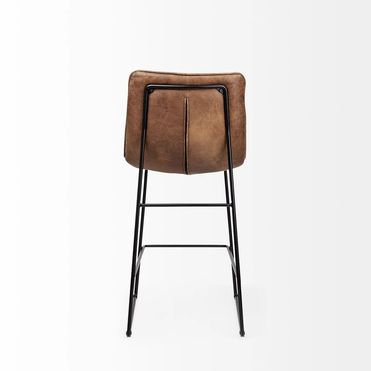 Meritt Bar Counter Stool Brown Leather | Black Metal