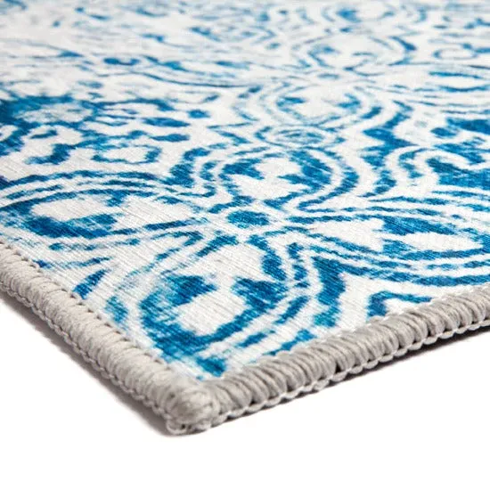 Mozaic Tiles Bohemian Blue Designer Non-Slip Large Rug