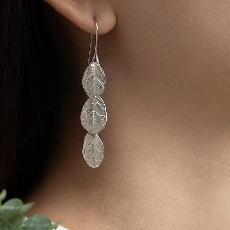 Natural Inspired S925 Sterling Silver Graceful Leaf Earrings