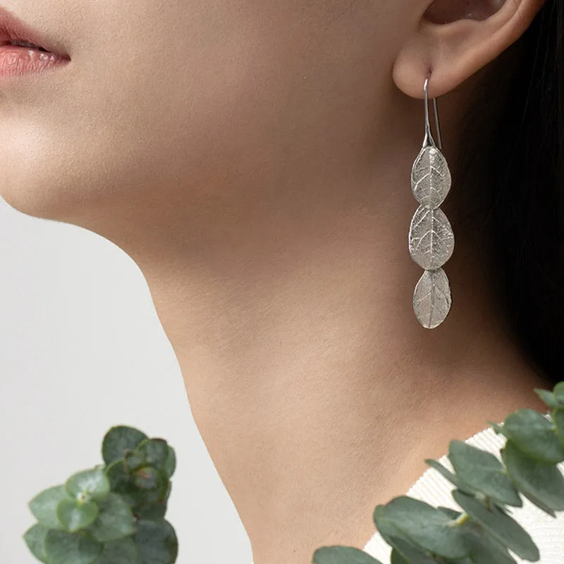 Natural Inspired S925 Sterling Silver Graceful Leaf Earrings