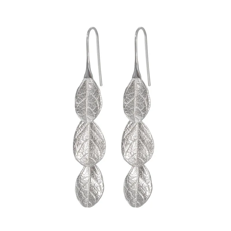 Natural Inspired S925 Sterling Silver Graceful Leaf Earrings