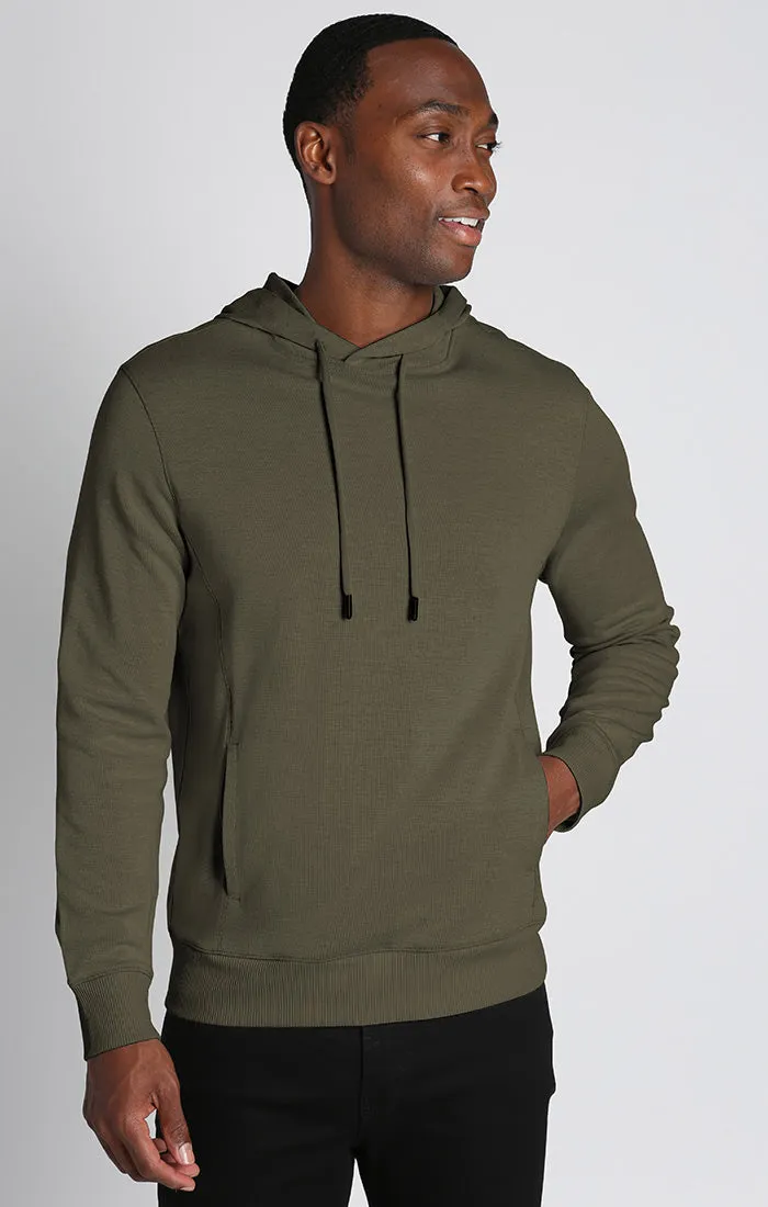 Olive Cotton Modal Crossover Hoodie