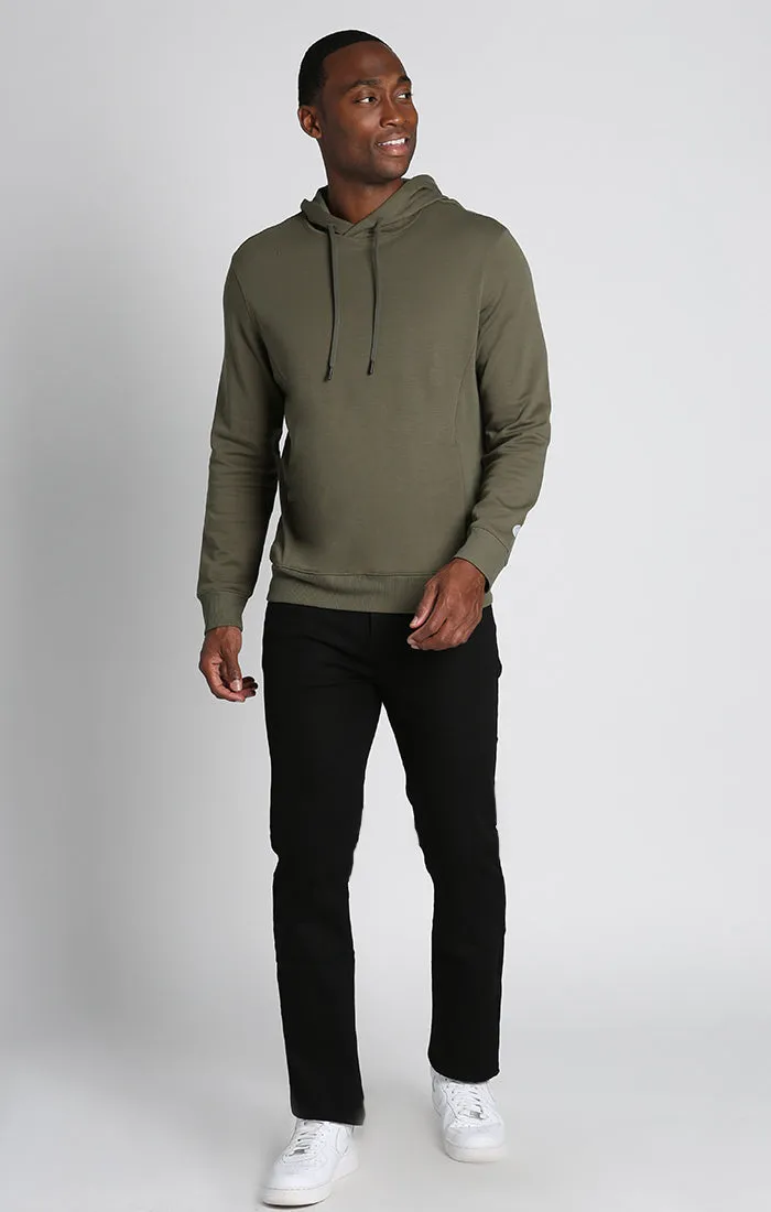 Olive Cotton Modal Crossover Hoodie