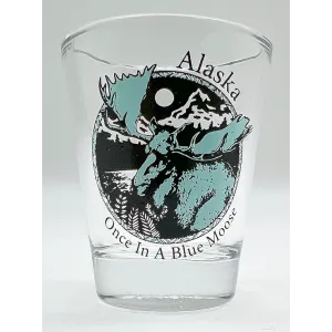 Once in a Blue Moose Logo Clear Shot Glass 1.5oz