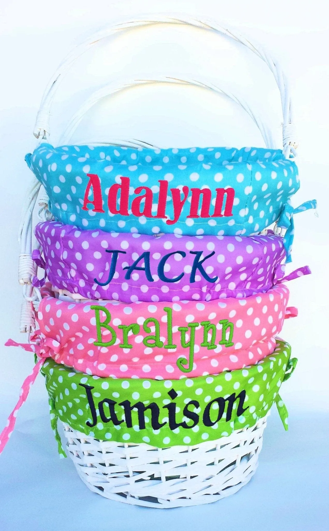 Personalized Easter Basket -Easter Baskets Folding Handle Polkadot Easter Basket Liner Blue Green Purple Pink For Boys Girls White Yellow