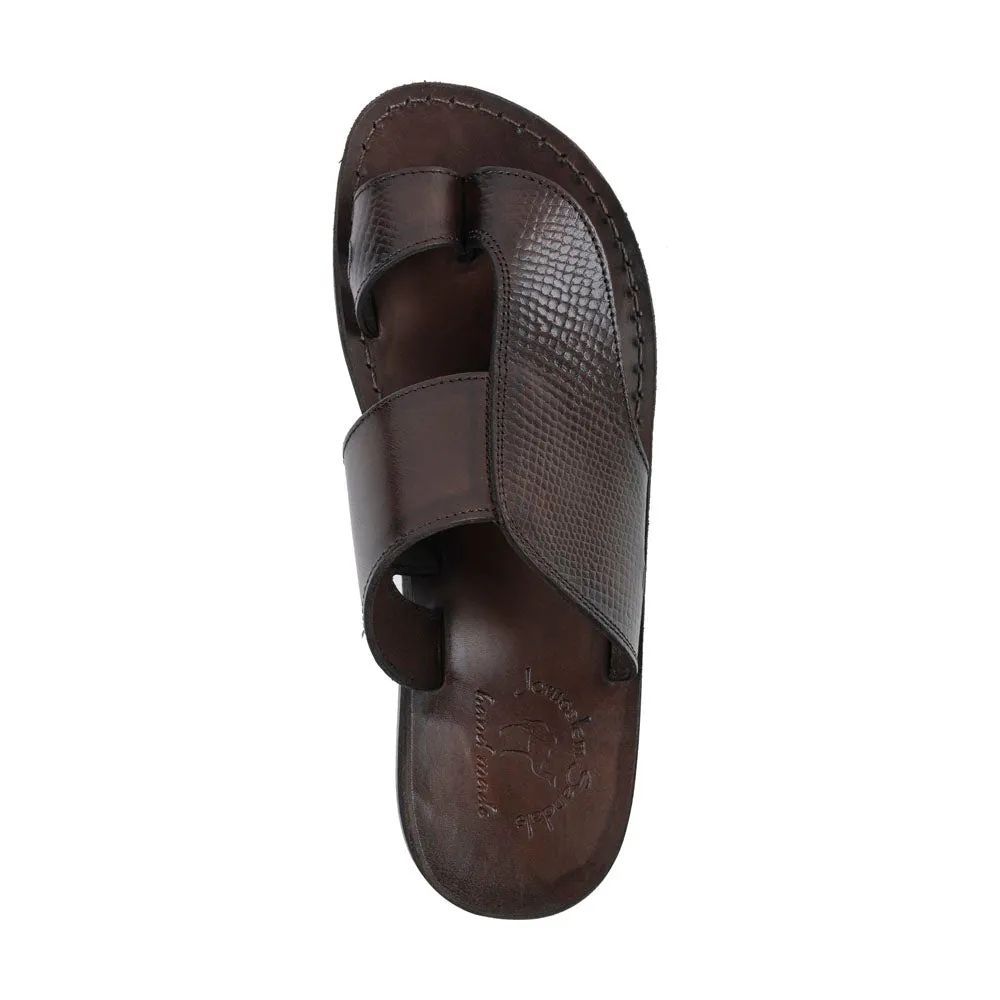 Peter LE - Leather Toe Strap Sandal | Brown Alligator