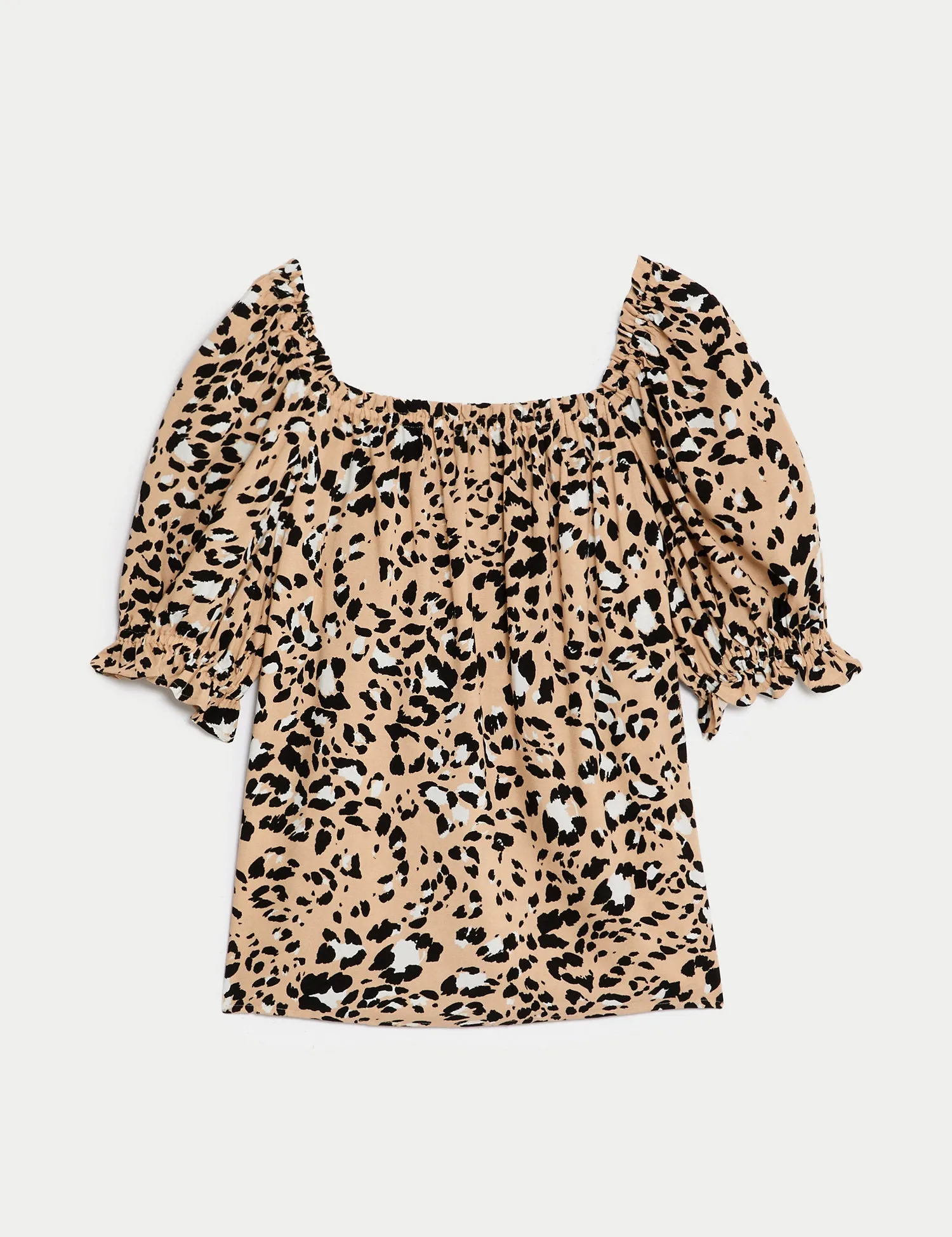 Printed Square Neck Puff Sleeve Top