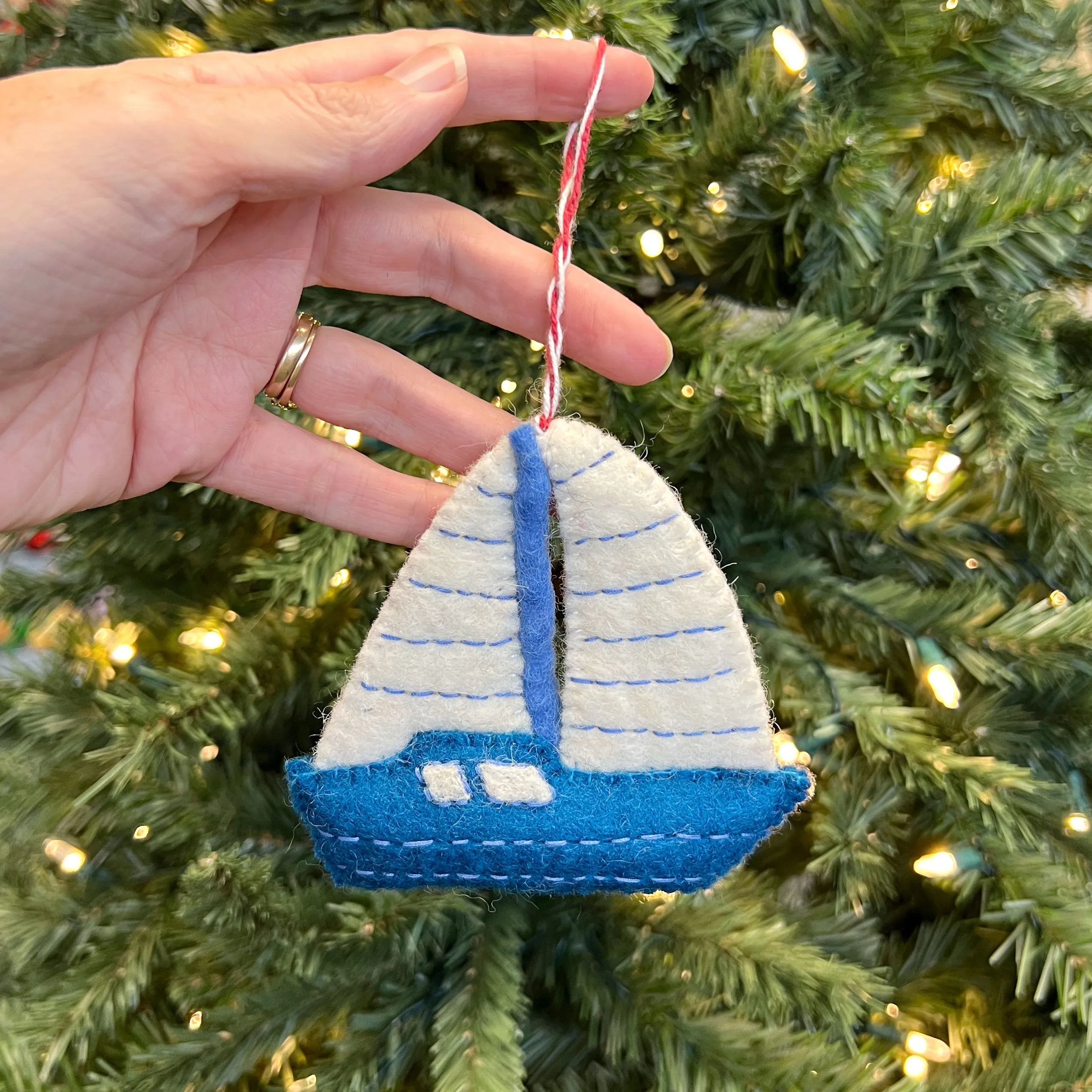 Sailboat Ornament, Felt Wool