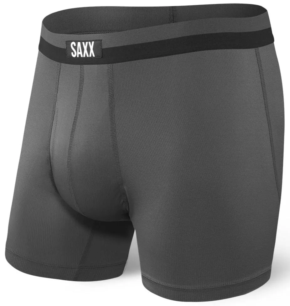 SAXX Sport Mesh Boxer Brief Fly Black/Graphite (2-Pack)