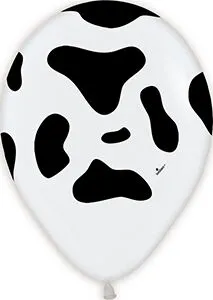 Sempertex 11" Cow Print white Balloon 50/pk, Fashion White. Cow Print