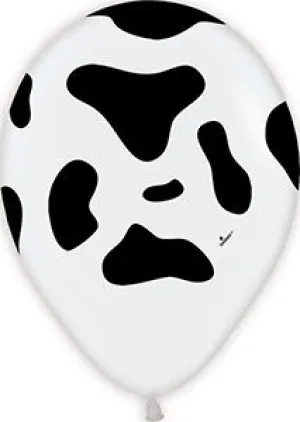 Sempertex 11" Cow Print white Balloon 50/pk, Fashion White. Cow Print