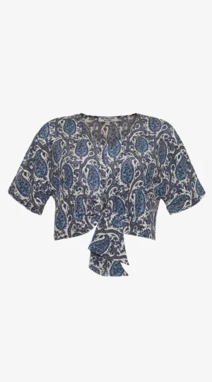 Silk Tie Blouse | Shiva Blue