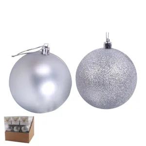 Silver Baubles 3pc (8cm)