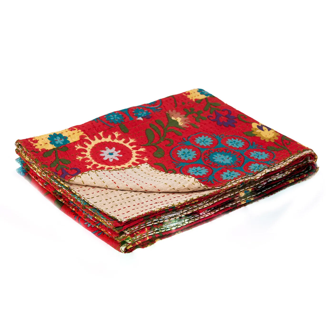 Taj Hotel Home Decor Kantha Cotton Throw | 50"x70" | 15