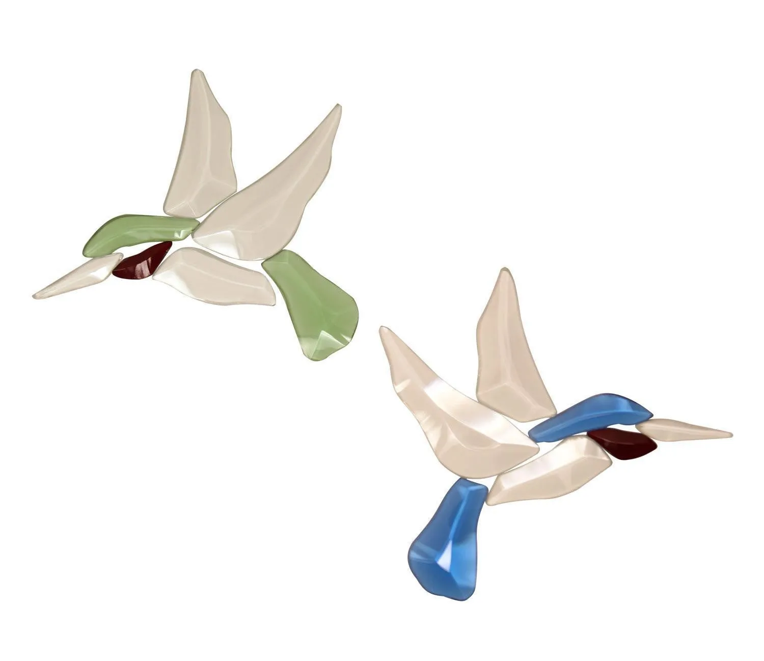 Twin Hummingbird Bevel Cluster Blue and Green