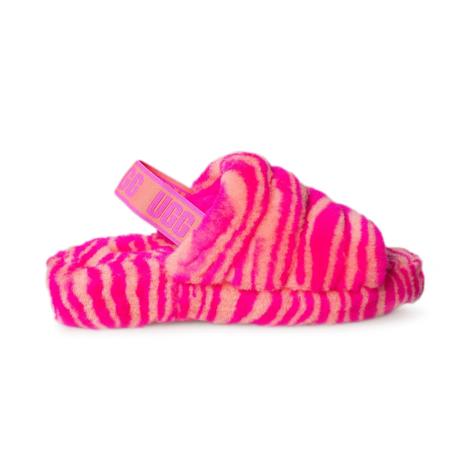 UGG Fluff Yeah Slide Zebra Rock Rose Sandals - Women's